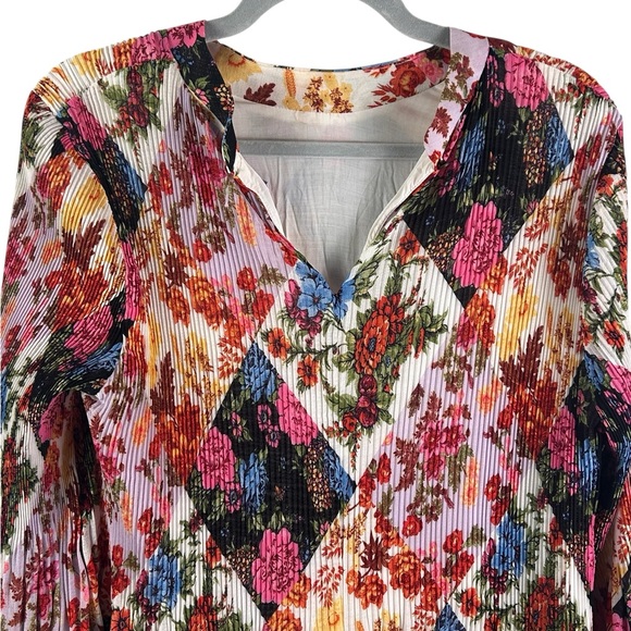 Anthropologie women’s large Shara Pleated  Dress Patchwork Floral - Picture 8 of 15